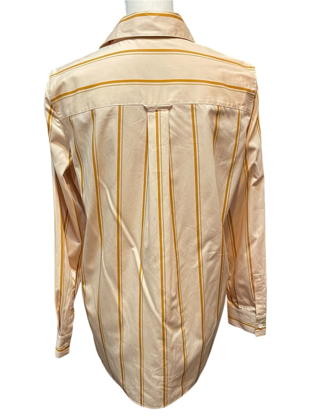 Lafayette 148 100% Cotton Pastel Orange Stripe Button Down Professional Blouse S - Picture 4 of 10